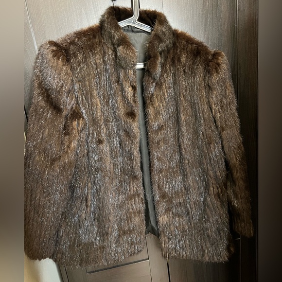 Vintage Mahogany Mink Fully Let Out Bomber Jacket Size 12-14 L XL Silk Lining - Picture 3 of 17